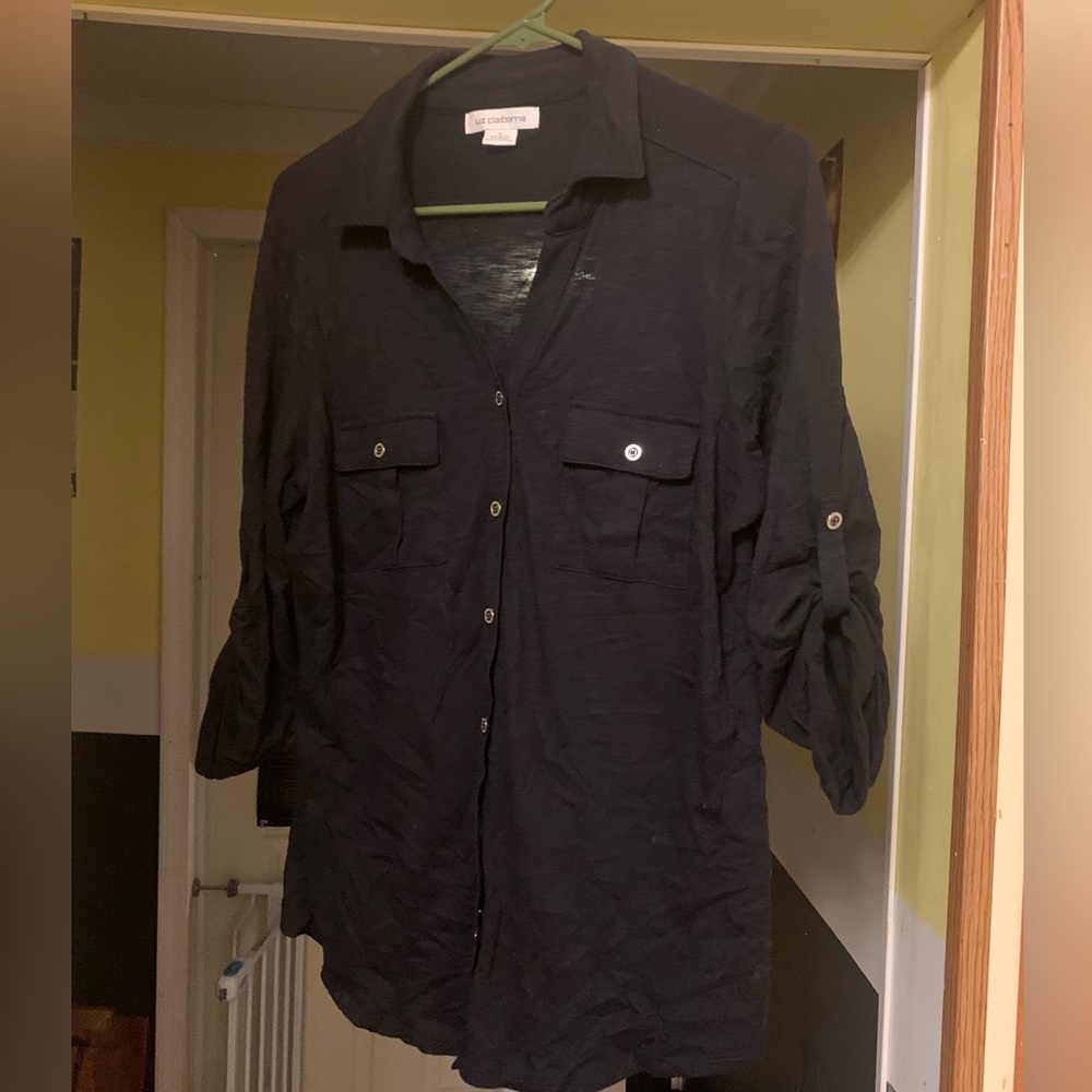 Women’s large black button down Liz Claiborne shirt